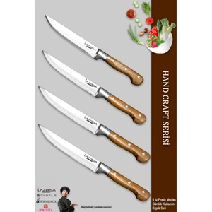 Hand Craft Mutfak Bıçak Seti Et Ekmek Sebze Meyve Doğrama Bıçağı 4 Lü Günlük Kullanım ( Mtf-050 )