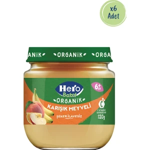Hero Baby Organik Karışık Meyveli Püreli Kavanoz Mama 120g x 6 (720g)