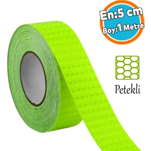 Gece Parlayan Yapışkanlı Reflektörlü 5 cm Fosforlu Reflektif Ikaz Bandı 1 Metre Florasan Şerit Bant