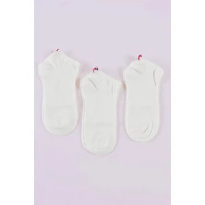 Katia & Bony  3'lü Paket Süper Bambu Çocuk Step Çorap - Beyaz