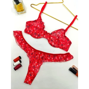 La Linaa Jasmin  Çiçek Desenli Tanga Külotlu Sütyen Takım