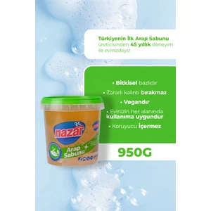 Nazar Kase Arap Sabunu 950 gr - %100 Doğal, Bitkisel Bazlı, Çevre Dostu Arap Sabunu, Çok Amaçlı Temizlik