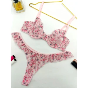 La Linaa Jasmin  Çiçek Desenli Tanga Külotlu Sütyen Takım