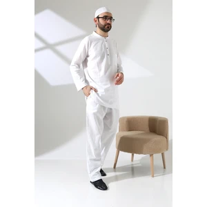 İhvan Online Erkek Tek Cepli Gömlek Pantolon Ikili Takım Hac ve Umre Kıyafeti Beyaz (Vşn)