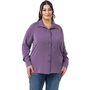 Disentis Modest Büyük Beden Reglan Kollu Mor Gömlek