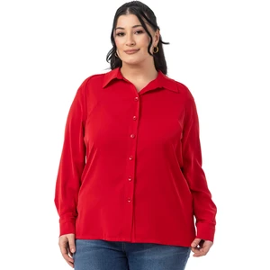 Disentis Modest Büyük Beden Reglan Kollu Kırmızı Gömlek