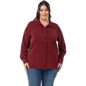Disentis Modest Büyük Beden Reglan Kollu Bordo Gömlek