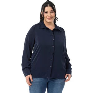 Disentis Modest Büyük Beden Reglan Kollu Lacivert Gömlek