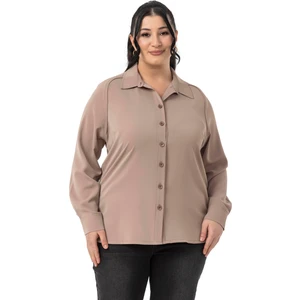 Disentis Modest Büyük Beden Reglan Kollu Vizon Gömlek