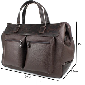 Derise Club Seyahat Çantası Spor Çanta Unisex Kahverengi Suni Deri El Valizi