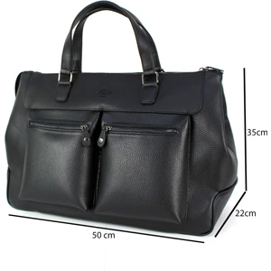 Derise Club Seyahat Çantası Spor Çanta Unisex Siyah Suni Deri El Valizi