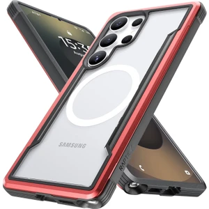 Galaxy S25 Ultra Kılıf Magsafe Uyumlu Airbagli Raptic Shield Serisi Şeffaf Yüzey Kapak Kırmızı