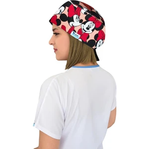 Nur Ortopedi Unisex Pudra Minnie Mouse Desenli Cerrahi Bone Hemşire Saç Bonesi