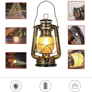 Lw-41 Koyu Ahşap Nostaljik Retro Şarjlı LED Gaz Lambası Görünümlü Gece Lambası