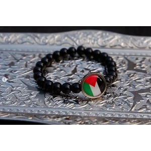 Herşey Nota Filistin Haritası Boncuk Bileklik Siyah Her Bileğe Uygun Esnek