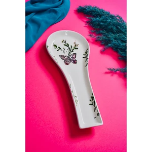 Piatti Naturali Seramik Kelebek Desen Kirli Kaşıklık Tezgah Üstü Kepçe Kaşık Altlığı