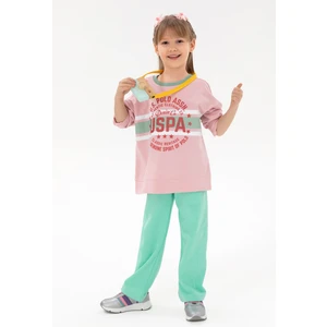 U.S. Polo Assn. Kız Çocuk Pembe Bisiklet Yaka Sweatshirt 50298163-VR041
