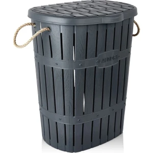 45 x 40 Home Plastik Bambu Kirli Çamaşır Sepeti Antrasit 50-99 L Gri Plastik