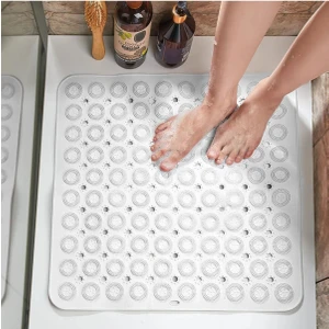 MAİN SHOP 1 Adet Beyaz Kare Masajlı Vantuzlu Yapışır Silikon Banyo & Duş Kaydırmazı & Küvet Paspası 54 x 54  cm