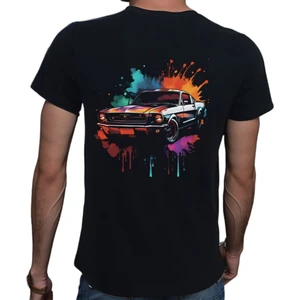 Beyaz Penguen Splash Car T-Shirt Pamuklu Siyah Penye Basic Erkek Tişört