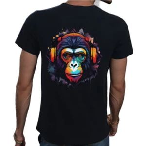 Beyaz Penguen Splash Animal T-Shirt %100 Pamuklu Siyah Penye Basic Erkek Tişört