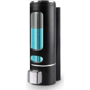 MAİN SHOP 1 Adet Siyah 400 ml Sabunluk Duvara Monte Şeffaf Sıvı Plastik ve Mutfak Banyo Şişesi