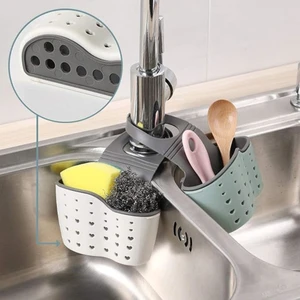1 Adet Modern Silikon Askılı Mutfak Sepeti, Ayarlanabilir Kayışlı Lavabo Süngerlik, Mutfak ve Banyo