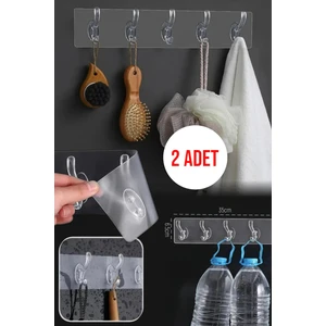( 2 Adet )5'li Kendinden Yapışkanlı Güçlü Kesilebilir Askı | Kapı Duvar Arkası Askı