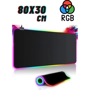 Ata Soft Rgb LED Gaming Mousepad Siyah Kaymaz Su Geçirmez Kumandalı Xl Mousepad 80X30