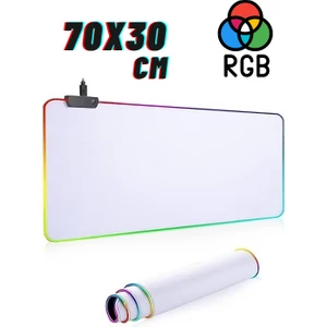 Rgb Düz Beyaz Su Geçirmez Gaming Işıklı Oyuncu Mousepad