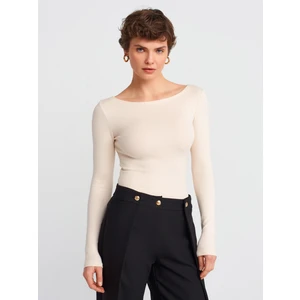 31332 Kayık Yaka Uzun Kollu Top-Taş