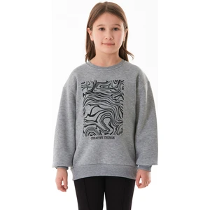 Baskılı Bisiklet Yaka  Kız Çocuk Sweatshirt