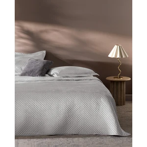 Boulogne Tek Kişilik Kadife Yatak Örtüsü - Gri