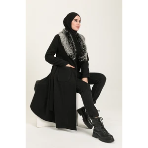 Sefa Merve Kürklü Kaşe Kaban 71178-01 Siyah