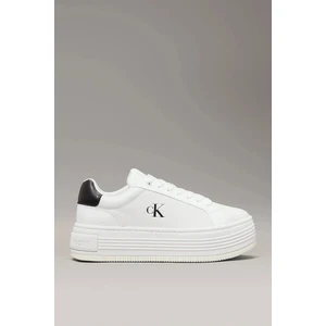 Calvin Klein Kadın Platform Taban Beyaz Deri Sneaker