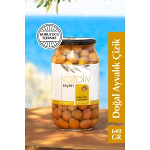 Doğal Ayvalık Çeşidi Çizik Yeşil Zeytin 640 gr Cam Kavanoz