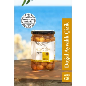 Doğal Ayvalık Çeşidi Çizik Yeşil Zeytin 400 gr Cam Kavanoz