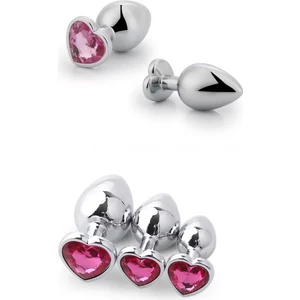 Do İt Love - Kalpli Taş 3 Lü Anal Tıkaç Set - Küçük Orta Büyük Boy Anal Plug - 3 Lü Set Anal Plug