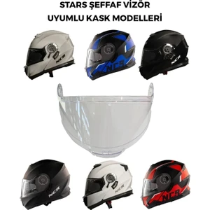 Stars Çene Açılır Şeffaf Vizör Camı