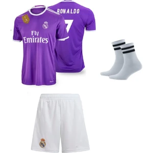Realmadri’d Ronaldo 2017 Şampiyonlar Ligi Mor Futbol Çocuk Forması 3’lü Set