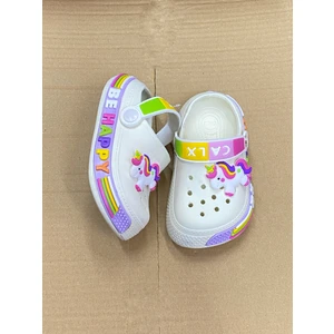 Çocukça Moda Kız Çocuk Unicorn Figürlü Kaydırmaz Taban Terlik Sandalet