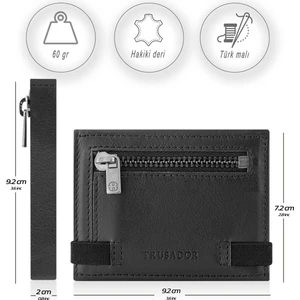 Marseille Siyah  Fermuarlı Aynalı Lastikli Unisex Erkek Kadın Cüzdan Hediye Rfid Korumalı