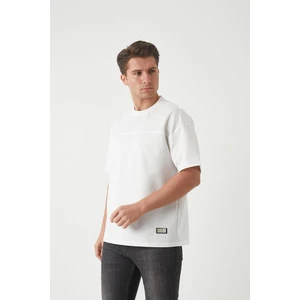 Panel Detaylı Basic Oversize Erkek T-Shirt - Ekru