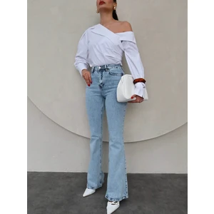 Esra Helvacı Ice Blue Ispanyol Paça Jean