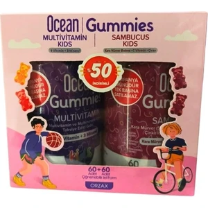 Gummies Multivitamin Kids 60 Adet Çiğnenebilir + Sambucus Kıds 60 Adet Jel Form