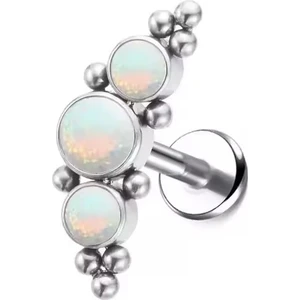 Janset Aksesuar F136 Titanyum Opal Taşlı Helix Piercing - Titanyum Helix Piercing