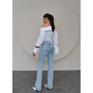 Esra Helvacı Blue Ispanyol Paça Jean