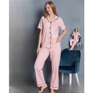 Şıklık Durağı Kısa Kollu Pamuk Penye Kadın Pijama Takımı