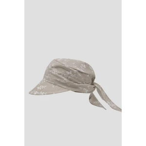 Kadın Bağlamalı Eşarp Siperli Desenli Plaj Şapkası