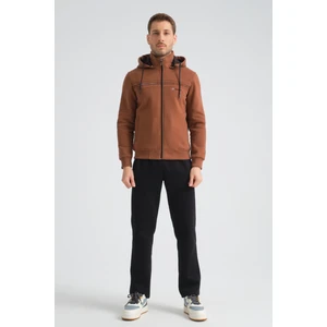 Premium Kahve Rengi Kışlık Erkek Eşofman Takımı Regular Kapüşonlu